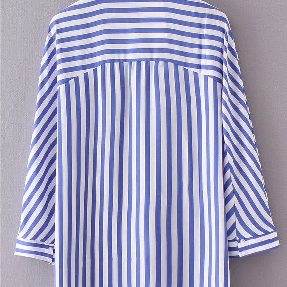 Nueva* Blusa de rayas azul con blanco sz S - Picture 6 of 7